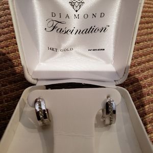 Diamond Fascination 14K White Gold Hoop Earrings